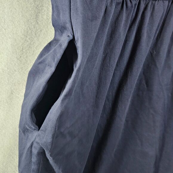 eShakti 2X Dress Embroidered Cotton Navy Blue Full Skirt Pockets Breathable - Picture 4 of 8